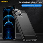 AMORUS For iPhone 13 mini Case Carbon Fiber Texture Brushed Protective Phone Cover
