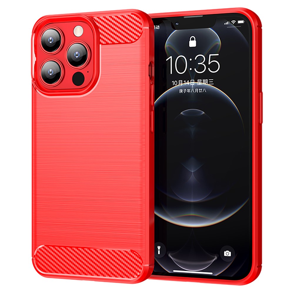 AMORUS Skal för iPhone 13 Pro med borstad, skyddande kolfiberstruktur