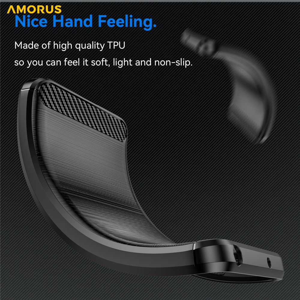 AMORUS For iPhone 16 Pro Max Case Carbon Fiber Texture Brushed Protective Phone Cover