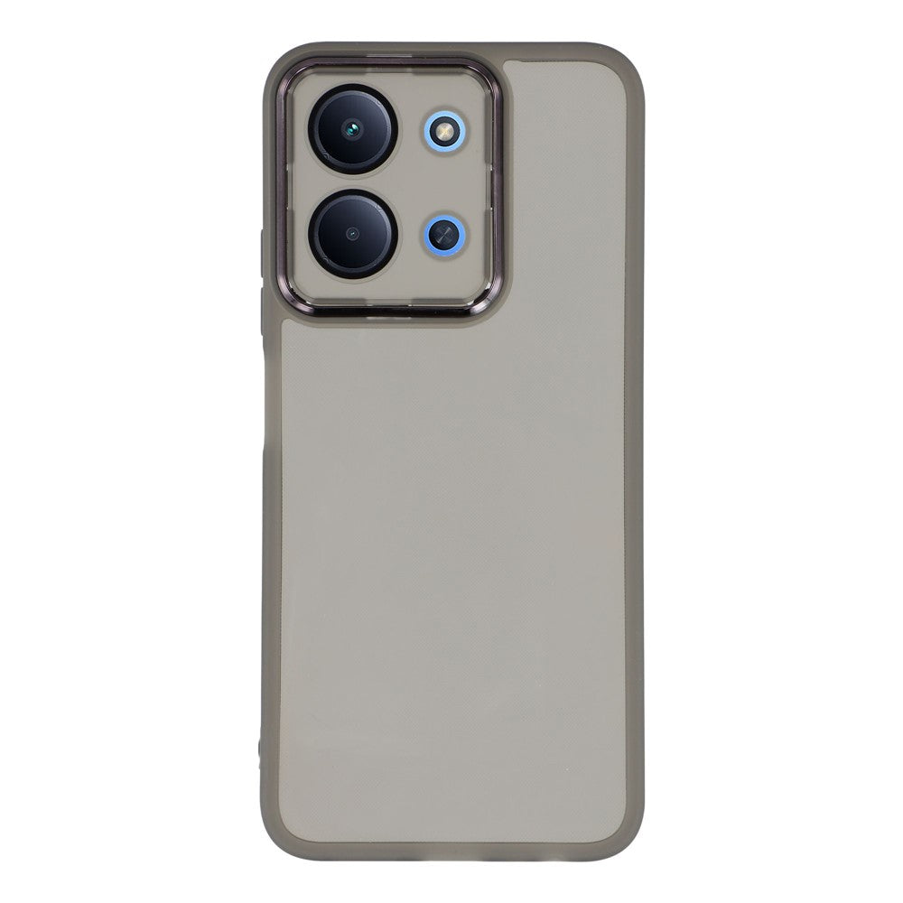 For Xiaomi Redmi 15C 4G (Global) (171mm) / Poco C85 4G (171mm) Case Electroplated Camera Frame TPU Phone Cover - Transparent Black