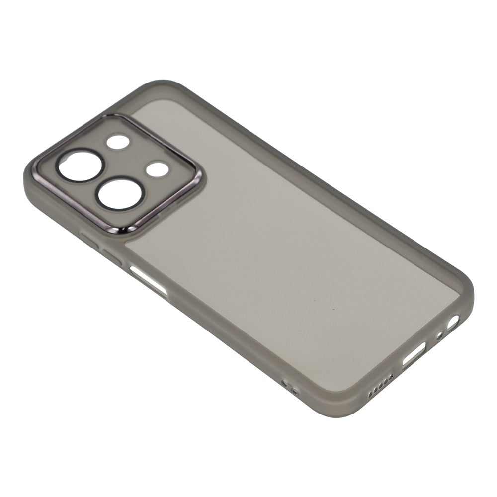 For Xiaomi Redmi 15C 4G (Global) (171mm) / Poco C85 4G (171mm) Case Electroplated Camera Frame TPU Phone Cover - Transparent Black