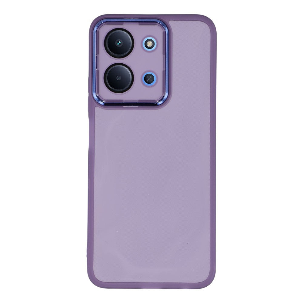 For Xiaomi Redmi 15C 4G (Global) (171mm) / Poco C85 4G (171mm) Case Electroplated Camera Frame TPU Phone Cover - Transparent Black