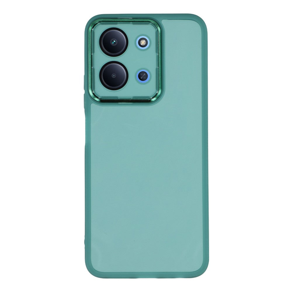 For Xiaomi Redmi 15C 4G (Global) (171mm) / Poco C85 4G (171mm) Case Electroplated Camera Frame TPU Phone Cover - Transparent Black