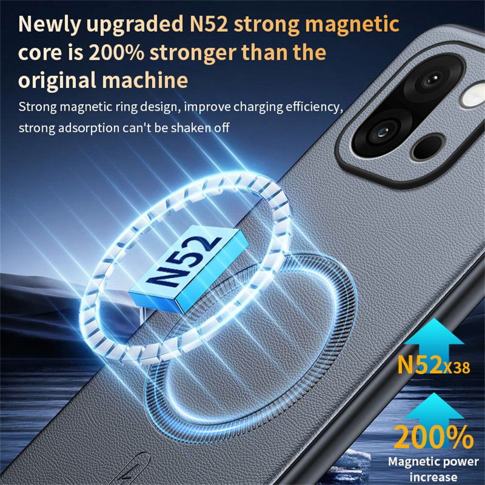 For OnePlus 15 5G Magnetic Case Leather Coated TPU + PC Phone Cover