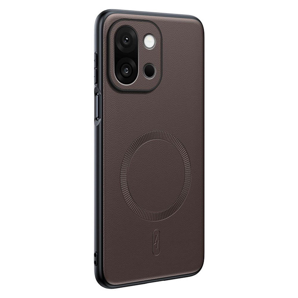 For OnePlus 15 5G Magnetic Case Leather Coated TPU + PC Phone Cover