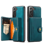 JEEHOOD För Samsung Galaxy S21+ 5G Skal J01 Retro Läder Baksida mobil Med Avtagbar Magnetisk Korthållare