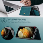 JEEHOOD För Samsung Galaxy S21+ 5G Skal J01 Retro Läder Baksida mobil Med Avtagbar Magnetisk Korthållare