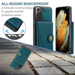JEEHOOD För Samsung Galaxy S21+ 5G Skal J01 Retro Läder Baksida mobil Med Avtagbar Magnetisk Korthållare
