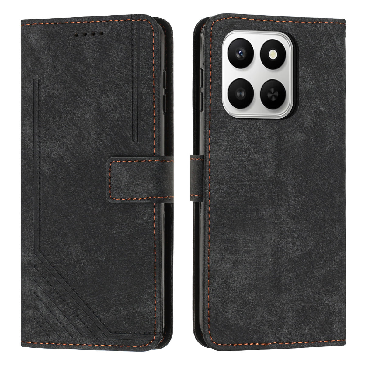 Honor X7d 5G / Honor 400 Smart 5G Stand-etui – Imprinted Lines Læder Telefoncover