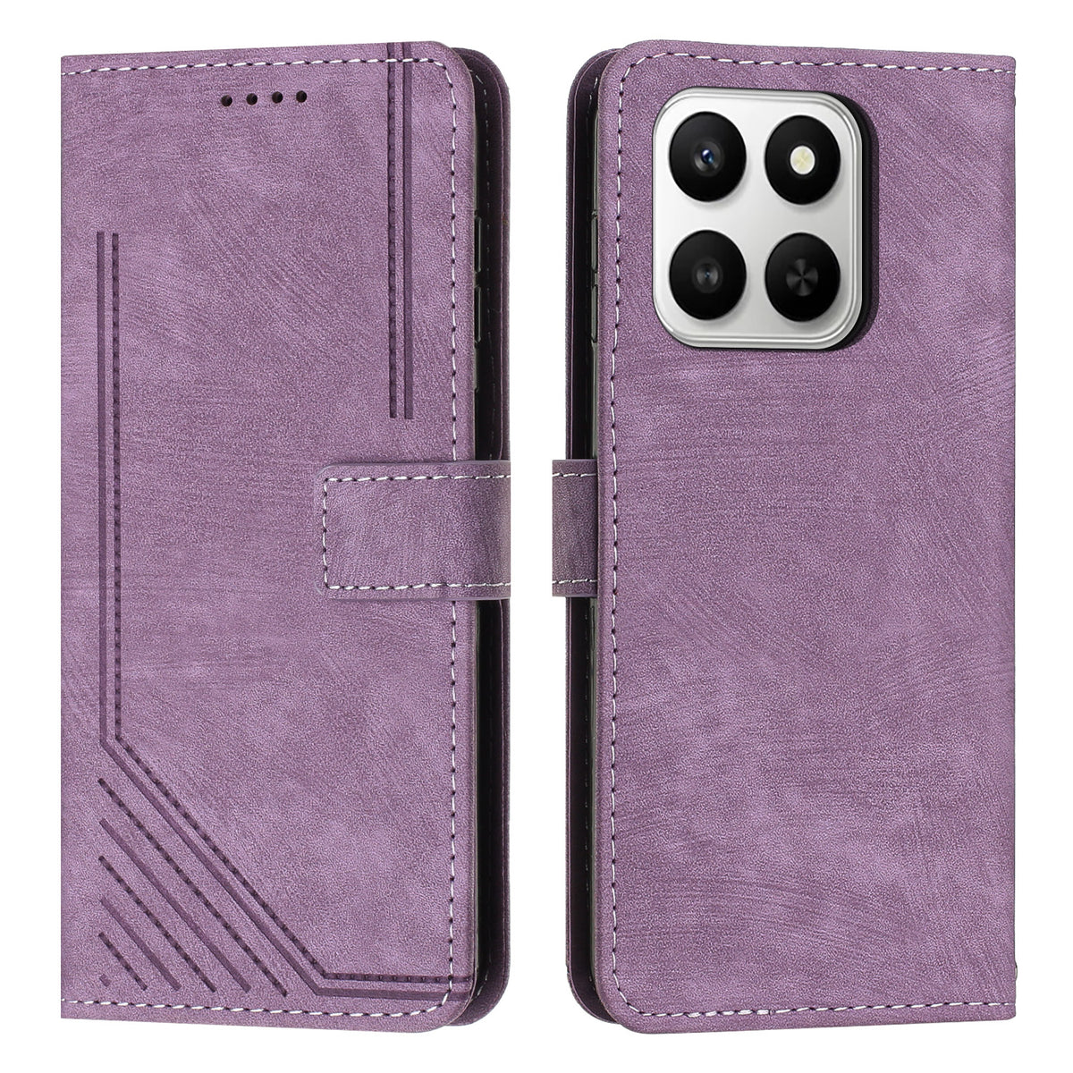 Honor X7d 5G / Honor 400 Smart 5G Stand-etui – Imprinted Lines Læder Telefoncover