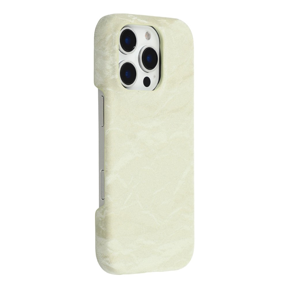 For iPhone 16 Pro Max Case Velvet Texture Leather + PC Phone Back Cover