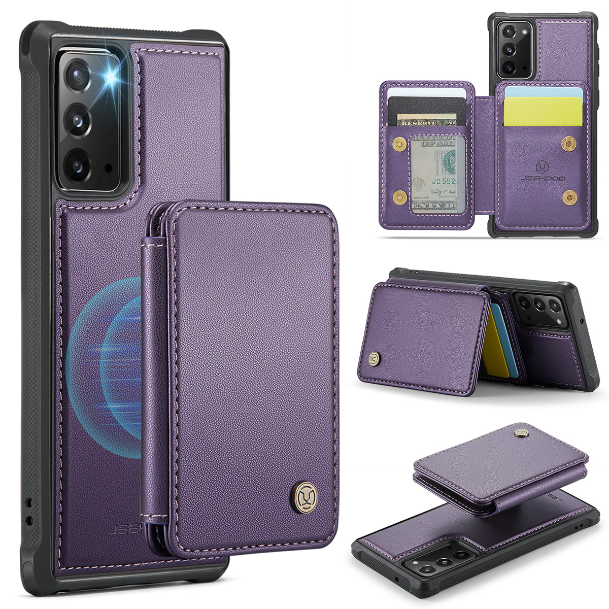 JEEHOOD Til Samsung Galaxy Note20 Etui J05 Mobilt lædercover med aftagelig magnetisk kortpung