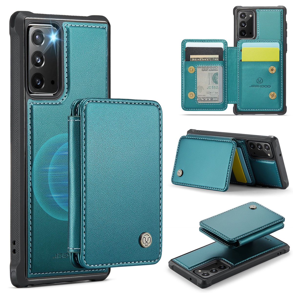 JEEHOOD Til Samsung Galaxy Note20 Etui J05 Mobilt lædercover med aftagelig magnetisk kortpung
