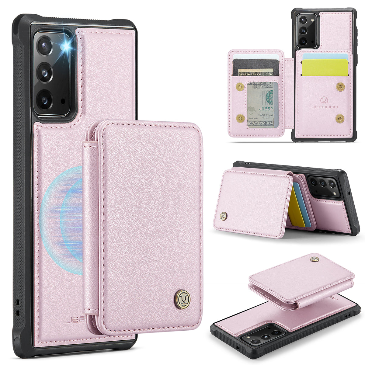 JEEHOOD Til Samsung Galaxy Note20 Etui J05 Mobilt lædercover med aftagelig magnetisk kortpung