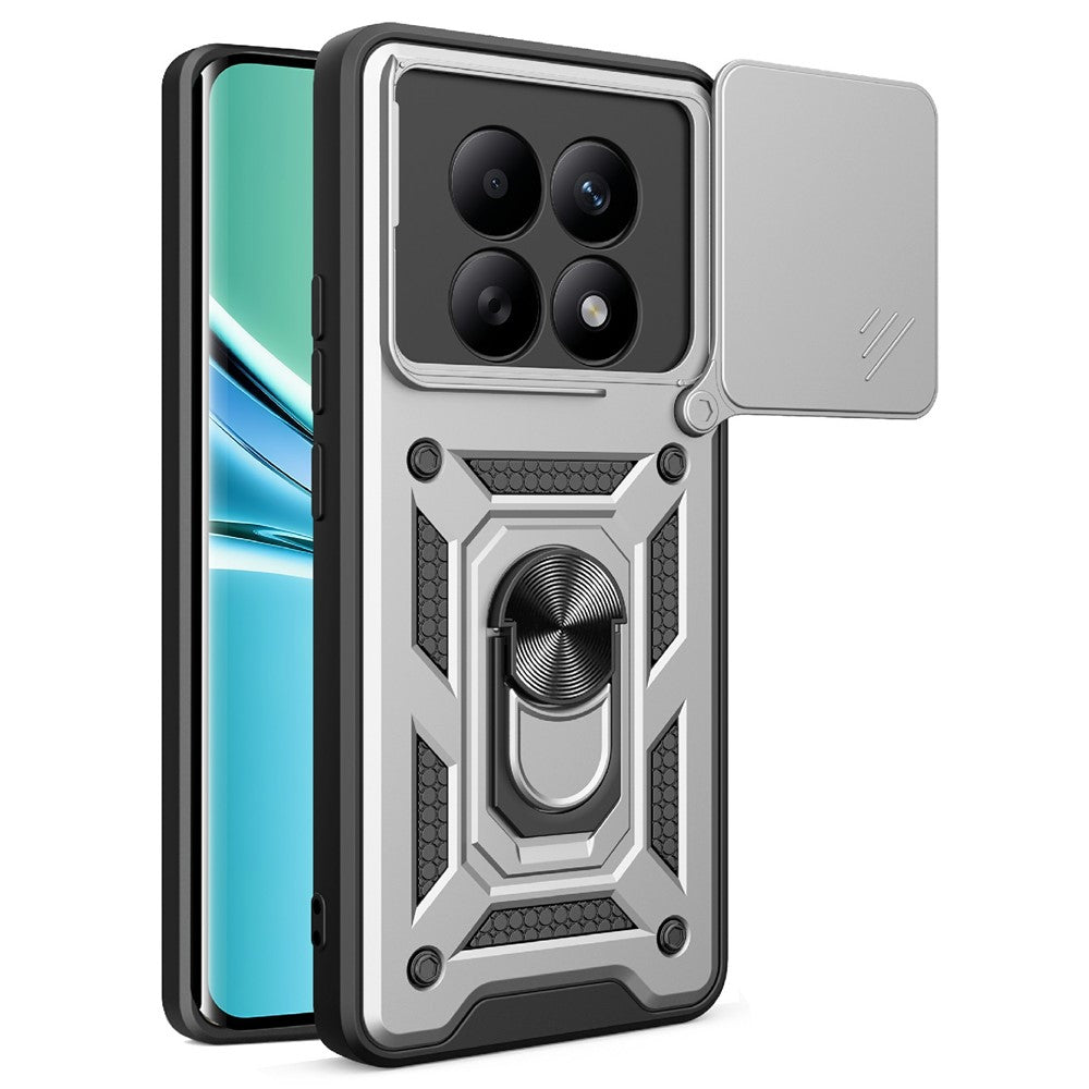 For Xiaomi Poco M8 5G / Redmi Note 15 5G (Global) Case with Slide Camera Lid PC + TPU Kickstand Phone Cover