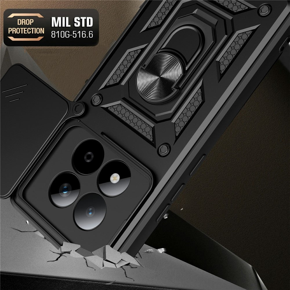 For Xiaomi Redmi Note 15 Pro 5G (Global) Case with Slide Camera Lid PC + TPU Kickstand Phone Cover