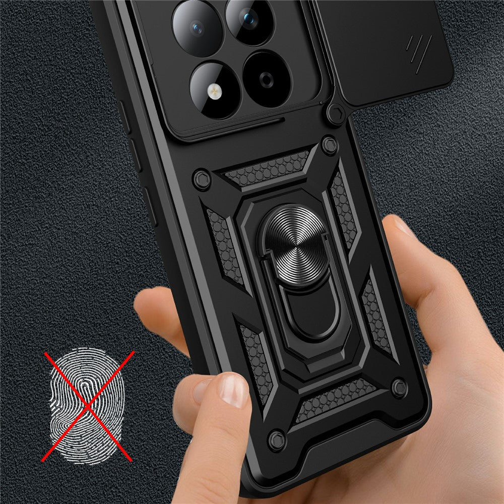 For Xiaomi Redmi Note 15 Pro 5G (Global) Case with Slide Camera Lid PC + TPU Kickstand Phone Cover