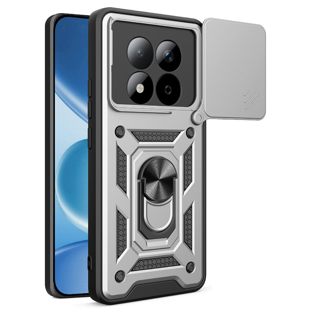 For Xiaomi Redmi Note 15 Pro 5G (Global) Case with Slide Camera Lid PC + TPU Kickstand Phone Cover