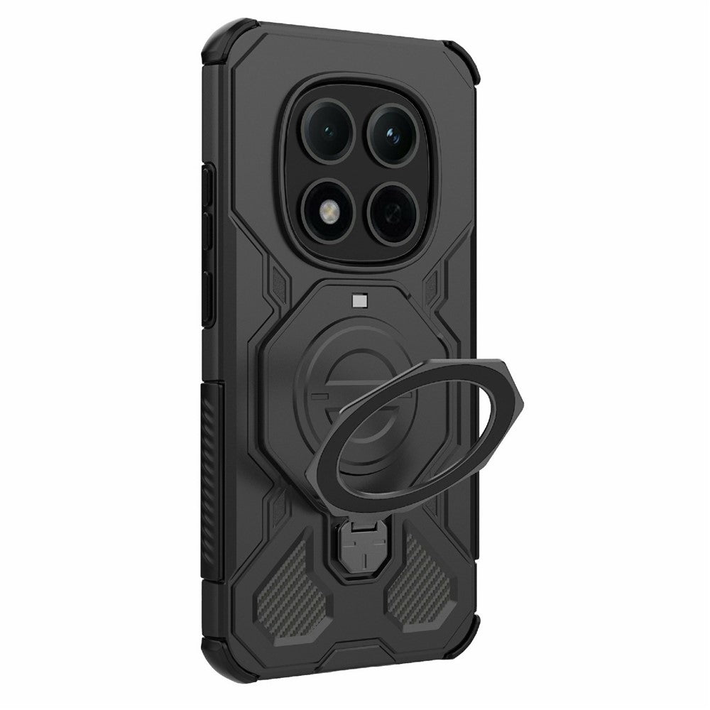 For Xiaomi Redmi Note 15 Pro 5G (Global) Magnetic Case Rotating Metal Kickstand Shockproof PC + TPU Phone Back Cover