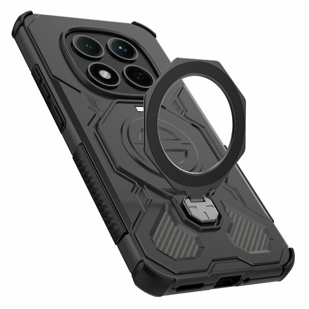 For Xiaomi Redmi Note 15 Pro 5G (Global) Magnetic Case Rotating Metal Kickstand Shockproof PC + TPU Phone Back Cover