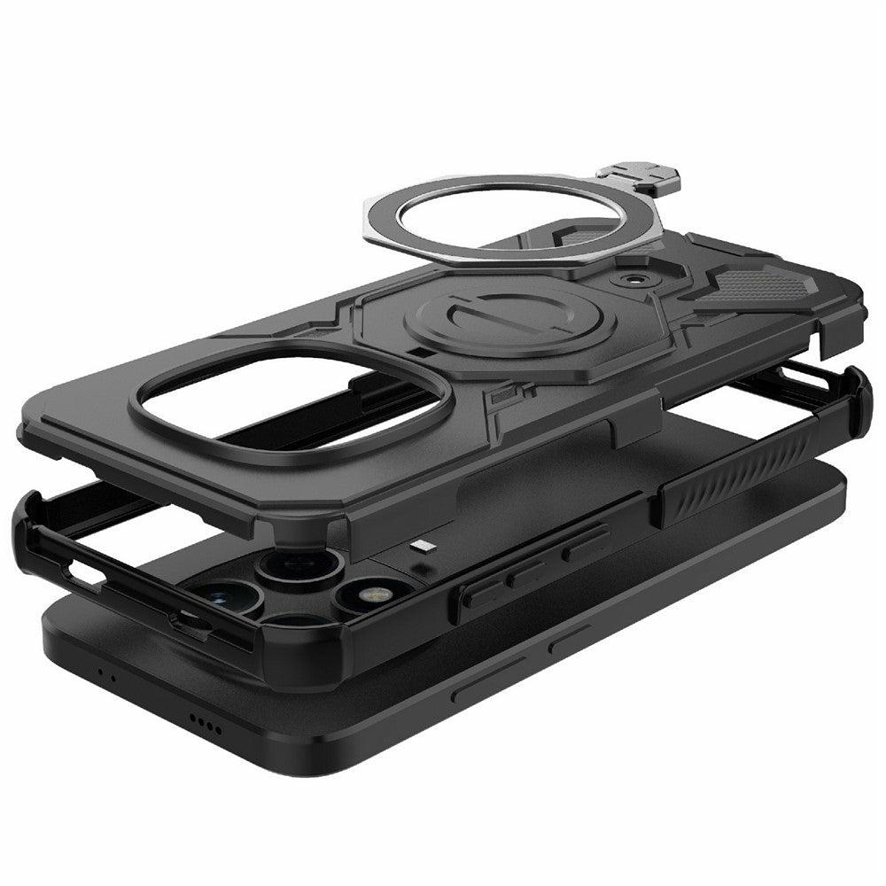 For Xiaomi Redmi Note 15 Pro 5G (Global) Magnetic Case Rotating Metal Kickstand Shockproof PC + TPU Phone Back Cover