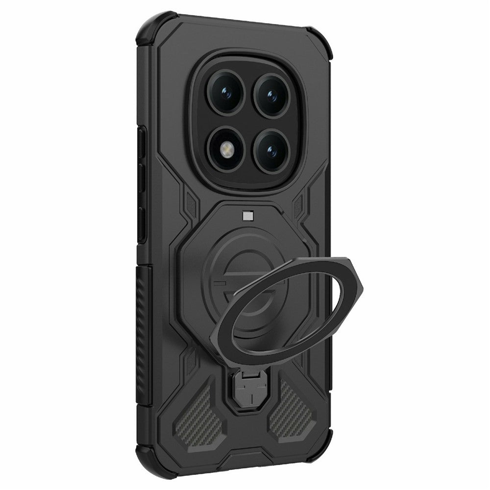 Xiaomi Poco M8 Pro 5G / Redmi Note 15 Pro+ 5G (Global) magnetisk etui med roterbar metalstøtte, stødsikkert PC + TPU-mobilbagcover