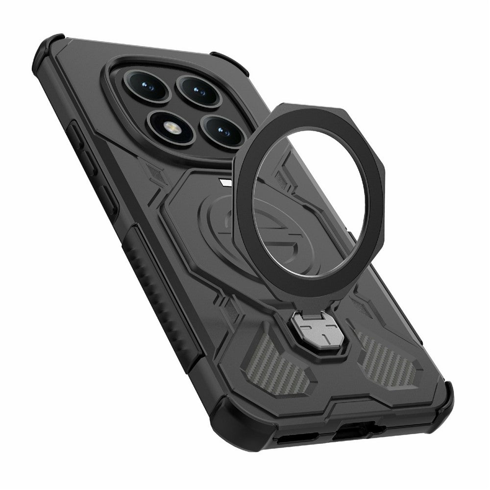 Xiaomi Poco M8 Pro 5G / Redmi Note 15 Pro+ 5G (Global) magnetisk etui med roterbar metalstøtte, stødsikkert PC + TPU-mobilbagcover