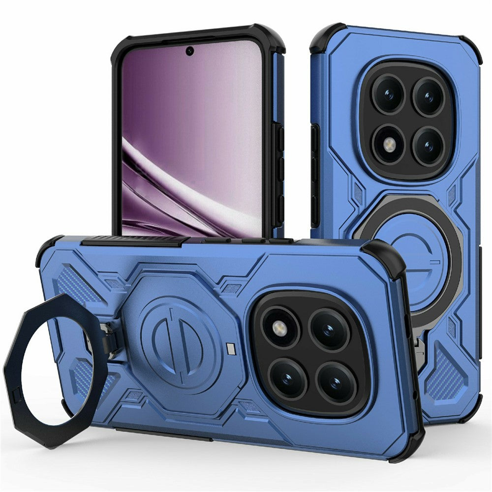 Xiaomi Poco M8 Pro 5G / Redmi Note 15 Pro+ 5G (Global) magnetisk etui med roterbar metalstøtte, stødsikkert PC + TPU-mobilbagcover