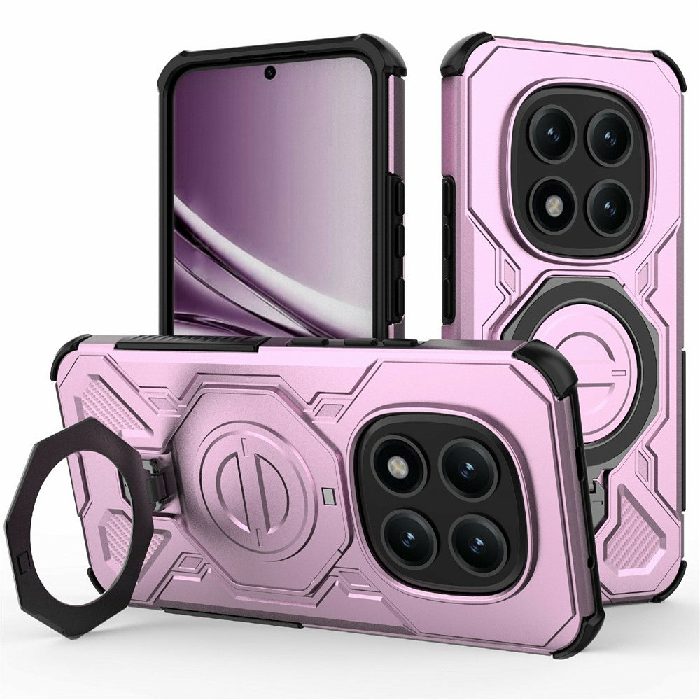 Xiaomi Poco M8 Pro 5G / Redmi Note 15 Pro+ 5G (Global) magnetisk etui med roterbar metalstøtte, stødsikkert PC + TPU-mobilbagcover