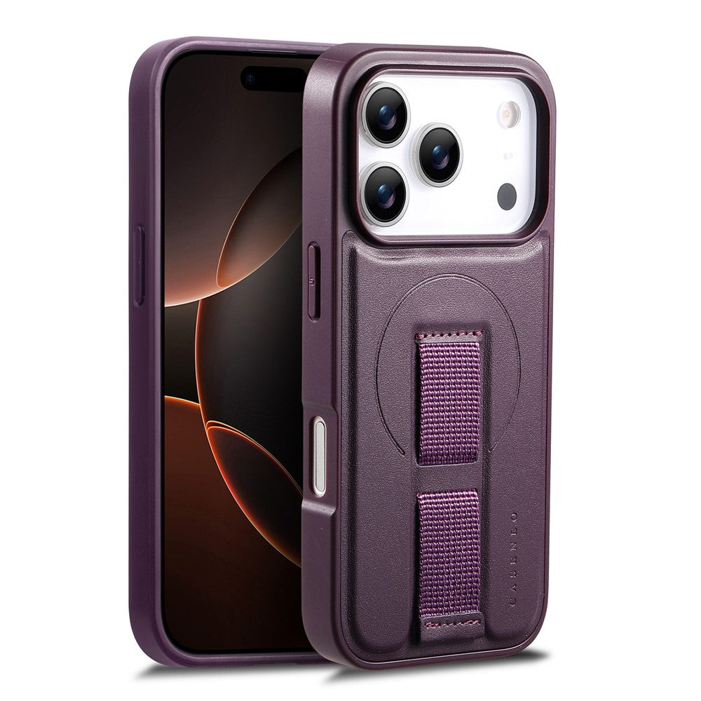 CASENEO For iPhone 17 Pro Max Magnetic Case Wristband PU Leather + PC Shockproof Phone Cover