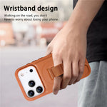 CASENEO For iPhone 17 Pro Magnetic Case Wristband PU Leather + PC Shockproof Phone Cover