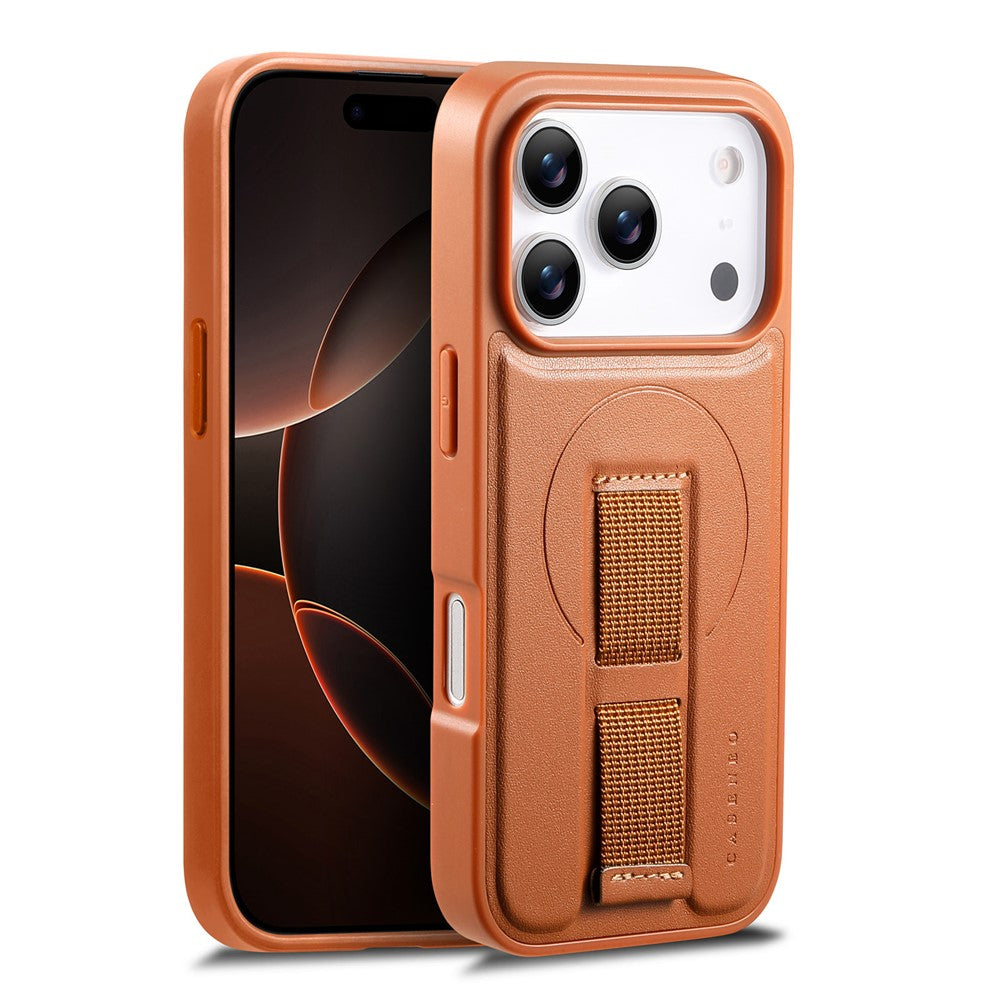 CASENEO For iPhone 17 Pro Magnetic Case Wristband PU Leather + PC Shockproof Phone Cover