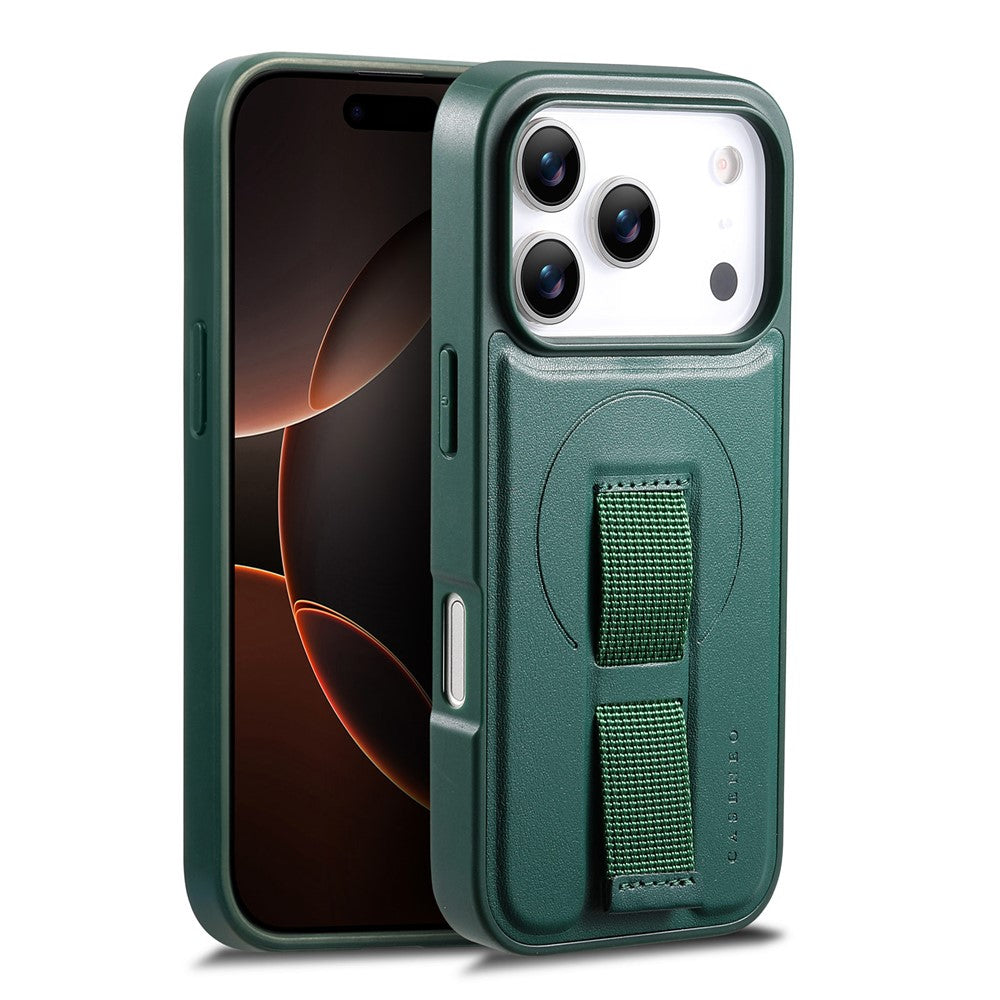 CASENEO For iPhone 17 Pro Magnetic Case Wristband PU Leather + PC Shockproof Phone Cover