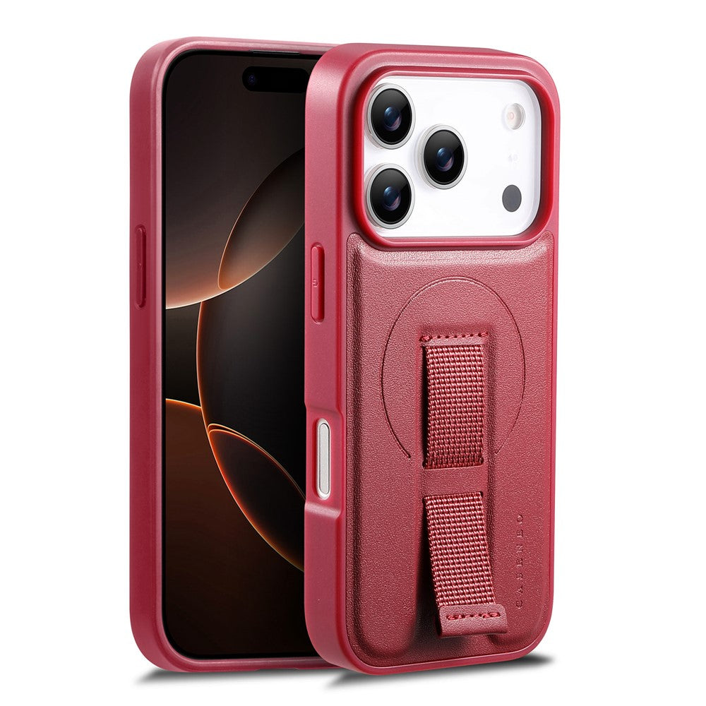 CASENEO For iPhone 17 Pro Magnetic Case Wristband PU Leather + PC Shockproof Phone Cover