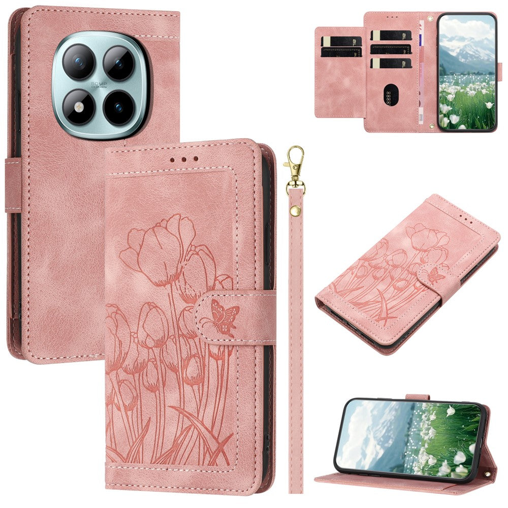 For Xiaomi Redmi Note 15 Pro 5G (Global) Case Tulip Leather Phone Cover with 5 Card Slots Wallet