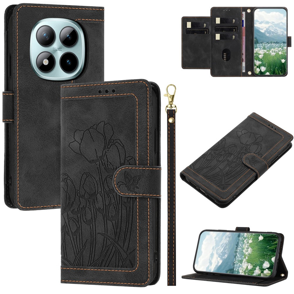For Xiaomi Redmi Note 15 Pro 5G (Global) Case Tulip Leather Phone Cover with 5 Card Slots Wallet