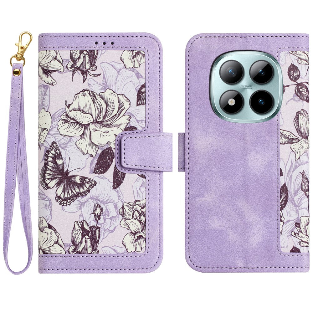 For Xiaomi Redmi Note 15 Pro 5G (Global) Case PU Leather Floral Phone Cover with Card Slots