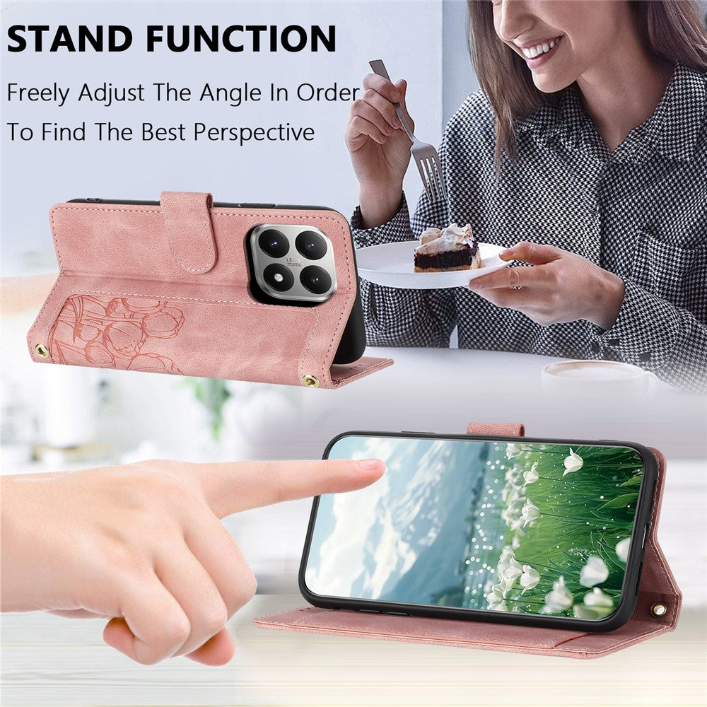 Xiaomi 15T-etui, Tulip-lædercover til mobil med 5 kortlommer og pung