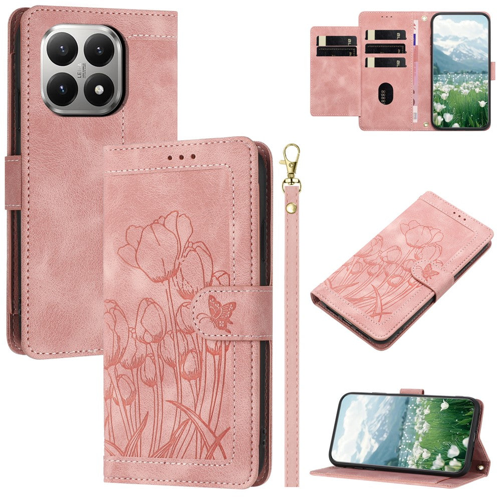 Xiaomi 15T-etui, Tulip-lædercover til mobil med 5 kortlommer og pung