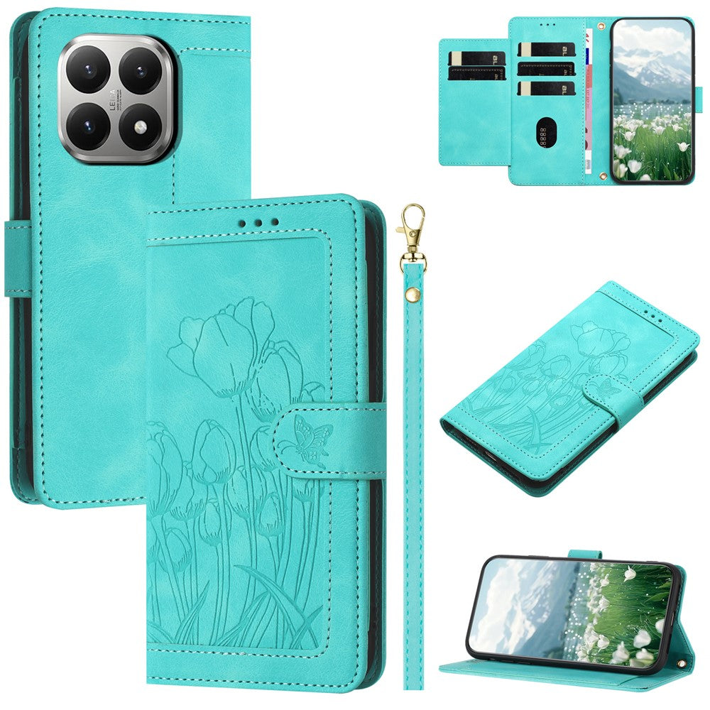 Xiaomi 15T-etui, Tulip-lædercover til mobil med 5 kortlommer og pung