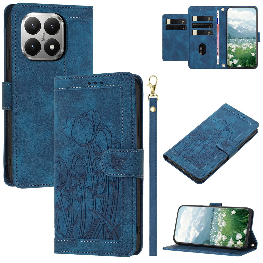 Xiaomi 15T-etui, Tulip-lædercover til mobil med 5 kortlommer og pung