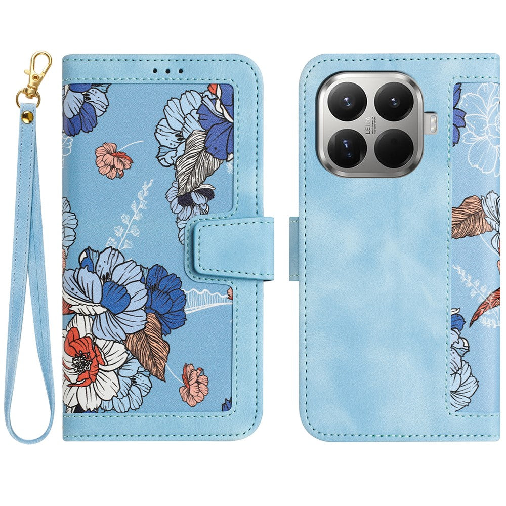 For Xiaomi 15T Pro Case PU Leather Floral Phone Cover with Card Slots