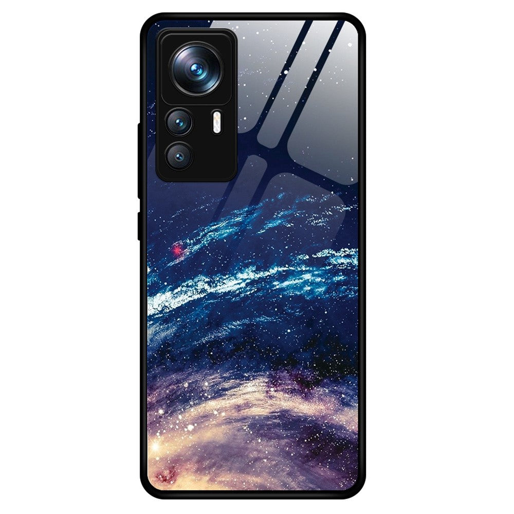 For Xiaomi 12T Pro 5G Stylish Pattern Printing TPU+PC+Tempered Glass Phone Protective Case Anti-Scratch Back Cover