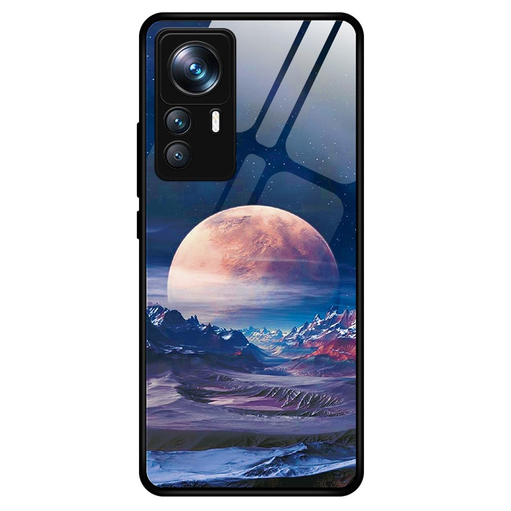 For Xiaomi 12T Pro 5G Stylish Pattern Printing TPU+PC+Tempered Glass Phone Protective Case Anti-Scratch Back Cover