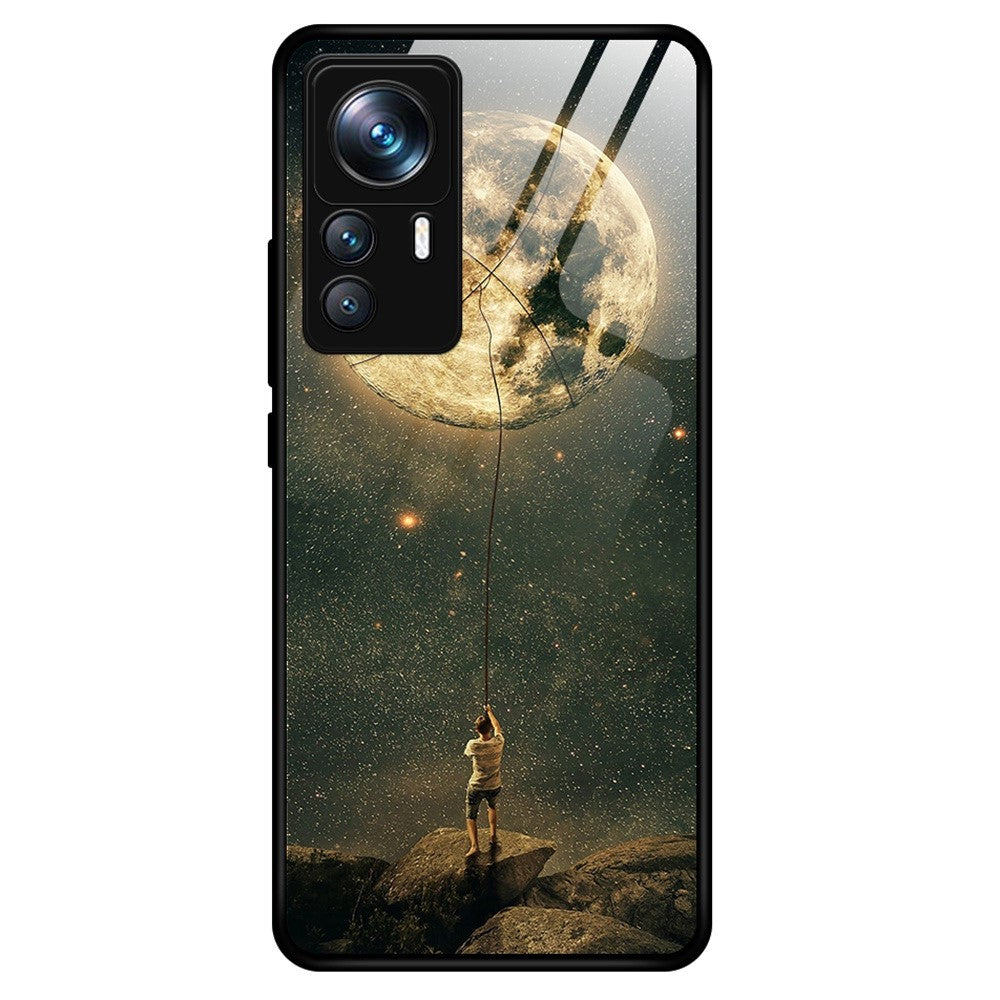 For Xiaomi 12T Pro 5G Stylish Pattern Printing TPU+PC+Tempered Glass Phone Protective Case Anti-Scratch Back Cover