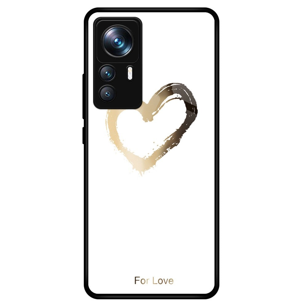 For Xiaomi 12T Pro 5G Stylish Pattern Printing TPU+PC+Tempered Glass Phone Protective Case Anti-Scratch Back Cover