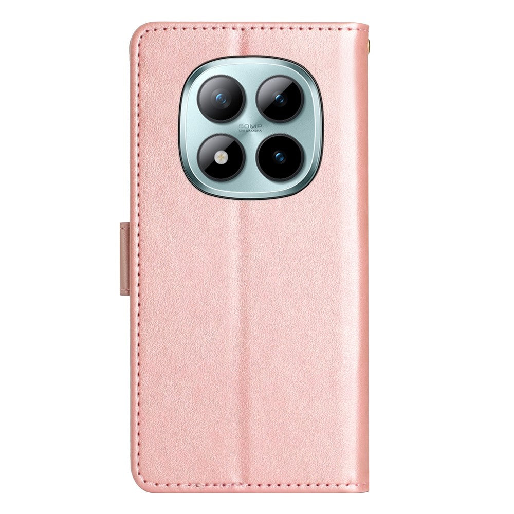 For Xiaomi Poco M8 Pro 5G / Redmi Note 15 Pro+ 5G (Global) Leather Wallet Case Butterfly Flower Imprinted Phone Cover with Strap