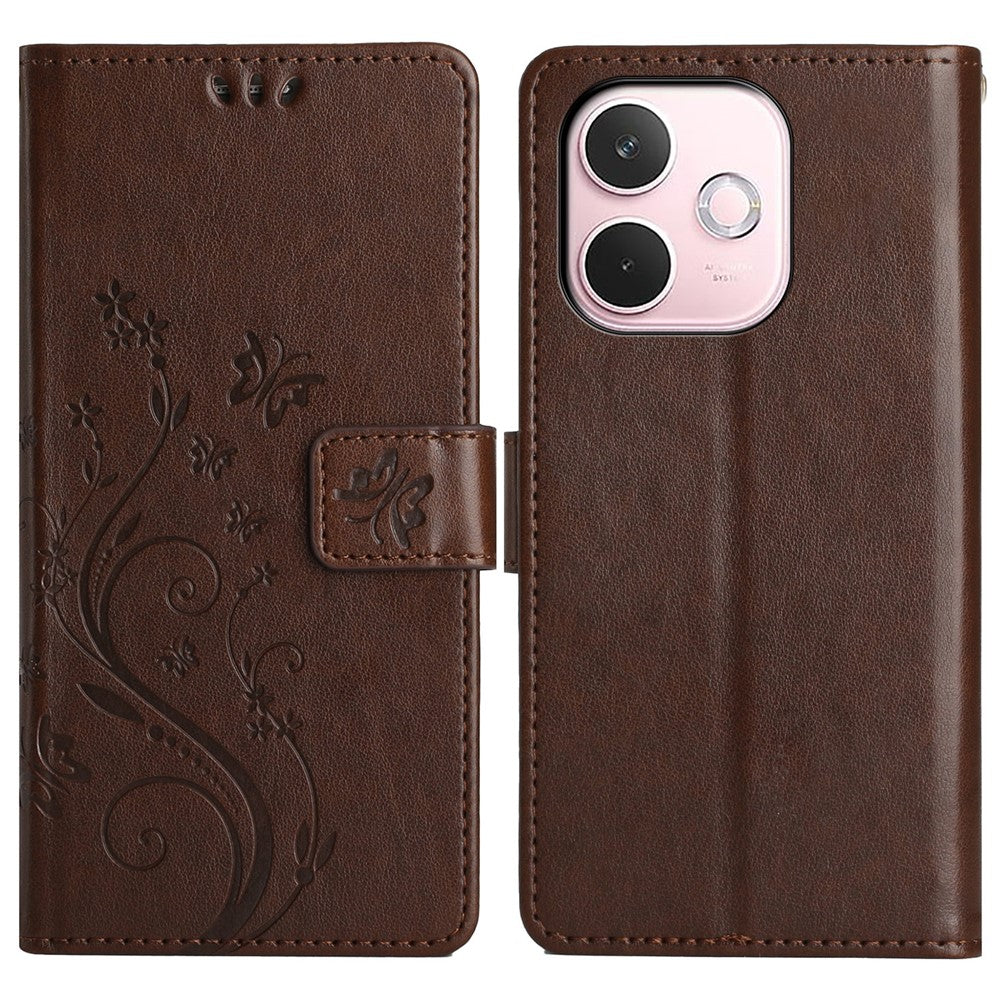 For Xiaomi Poco M8 Pro 5G / Redmi Note 15 Pro+ 5G (Global) Leather Wallet Case Butterfly Flower Imprinted Phone Cover with Strap