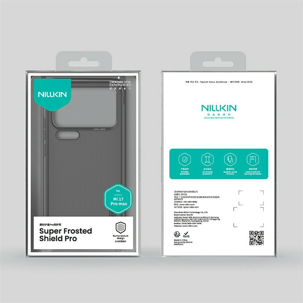 NILLKIN Super Frosted Shield Pro-etui til Xiaomi 17 Pro Max, mat PC TPU, gennemsigtigt sort mobilcover