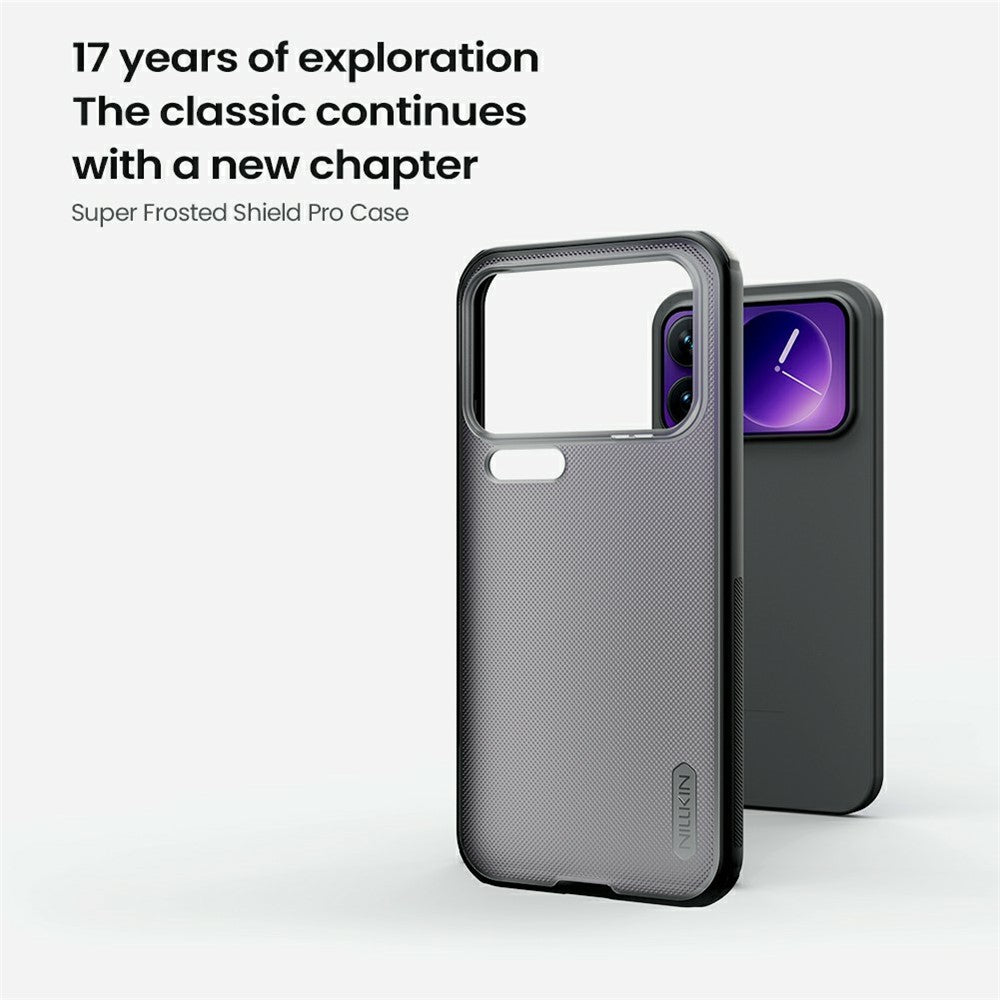 NILLKIN Super Frosted Shield Pro-etui til Xiaomi 17 Pro Max, mat PC TPU, gennemsigtigt sort mobilcover